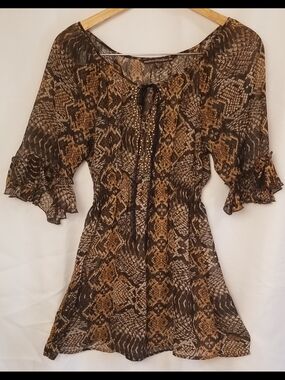 Mushbaby Sienna Rose Brown Snake-Print Women’s Tunic Size M